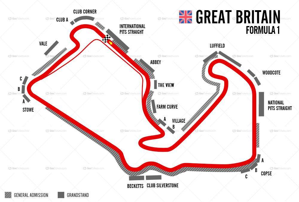 2018 British Grand Prix Grandstands Map 