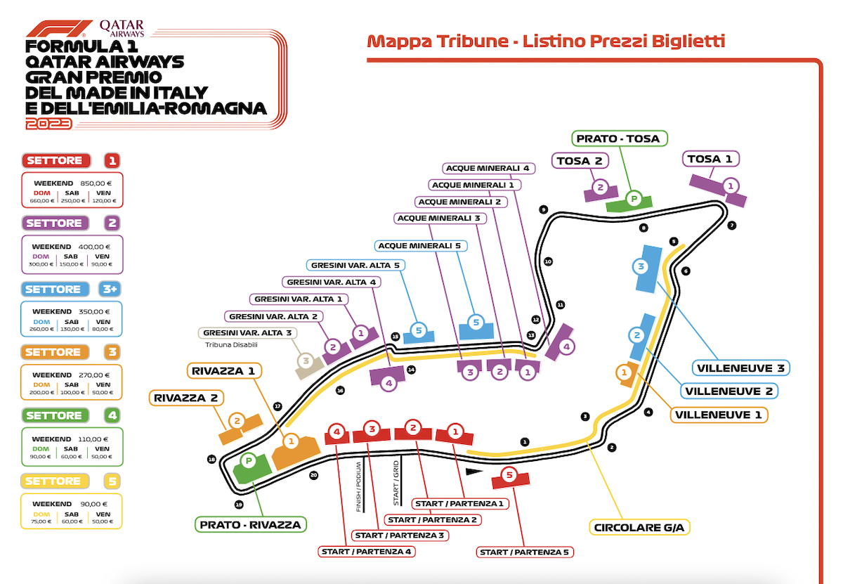 Gp F1 Imola 2023   Autodromo Imola Grandstand Map 2023 Emilia Romagna Grand Prix 