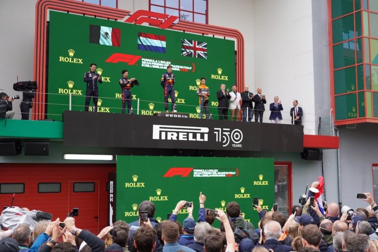 The podium at the 2022 Emilia Romagna Grand Prix